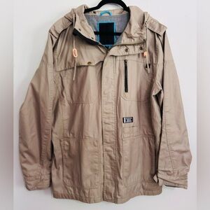 Hurley Men’s Green Waxed Covert Cotton Hood Field Jacket XL Streetwear Utility